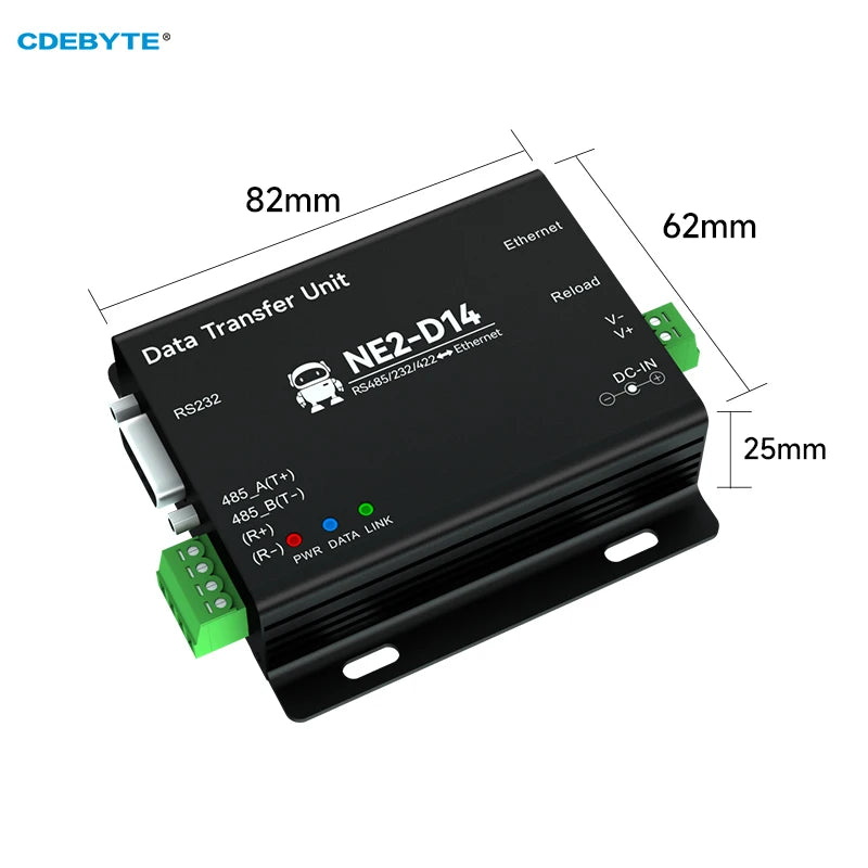 RS485/RS232/RS422 to Ethernet Serial Server DC8-28V Modbus TCP to RTU MQTT Two-Way Socket Link CDEBYTE NE2 Series AT Command