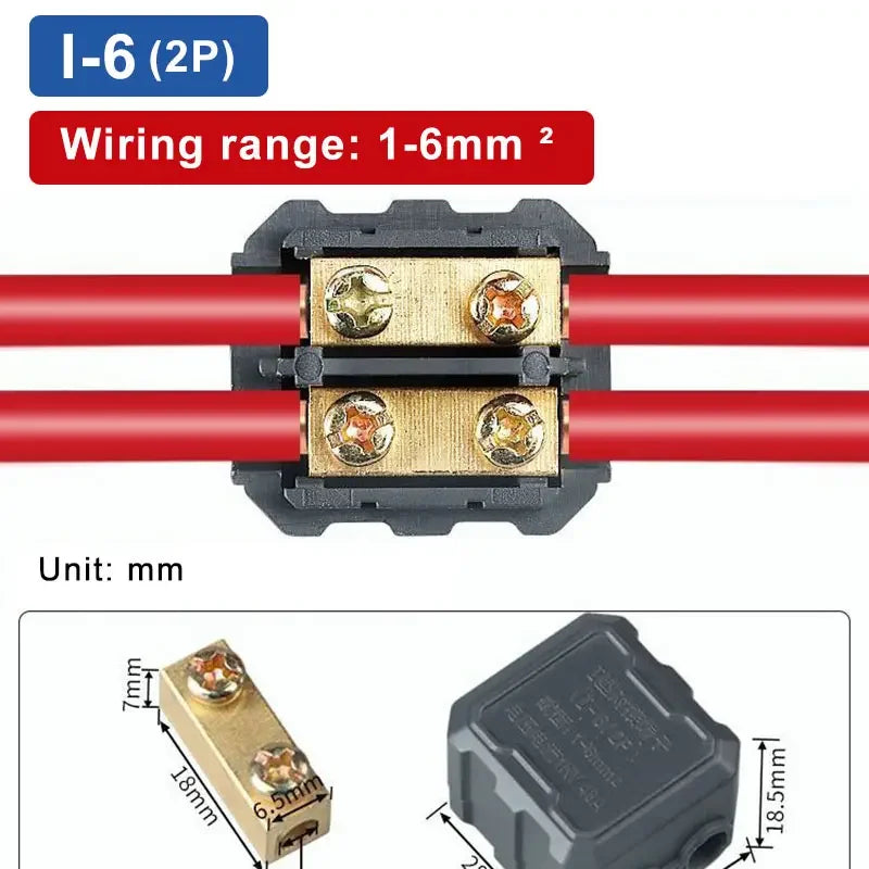 T‑Type Wire Connector ZK Terminal Splitter I-type Brass Clamp Electrical Wire Junction Box for Household Lighting Socket Wiring