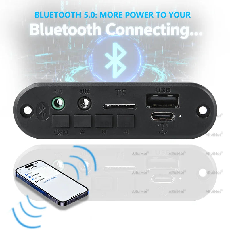 2PCS 2x3W Bluetooth 5.0 Amplifier Board with Case, USB Powered MP3 Player FM Radio Module, for DIY Portable Speaker, DC 3.7-5V