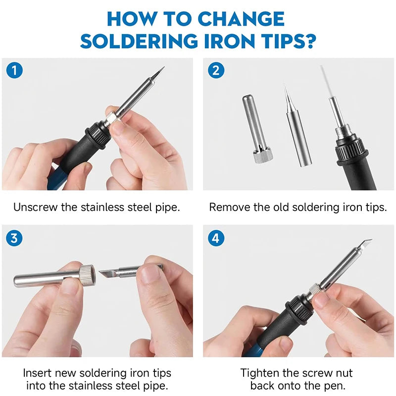 Adjustable Temperature 220V 60W Soldering Iron Set DIY Circuit Welding Repair Tool Household Set Internal Heating Temperature