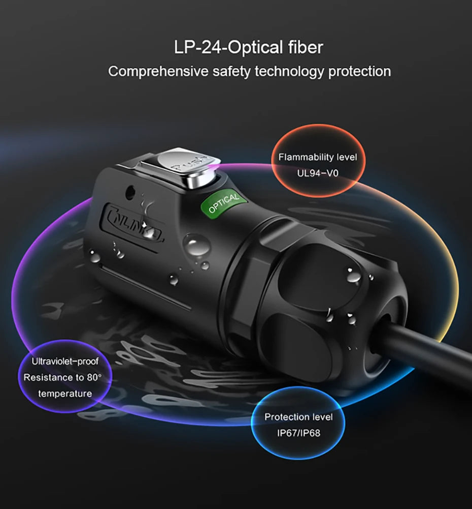 CNLINKO M24 Fiber Optic Connector LC High Performance Single Mode Conenctor Quick Assembly Waterproof IP68 for Networking FTTH