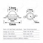 10pcs 3W 5W Chip Bead High-Power IR 730nm 850nm 940nm LED Bead Infrared Diode, LED SMD Chip for Night Camera DIY Bulb Spotlight