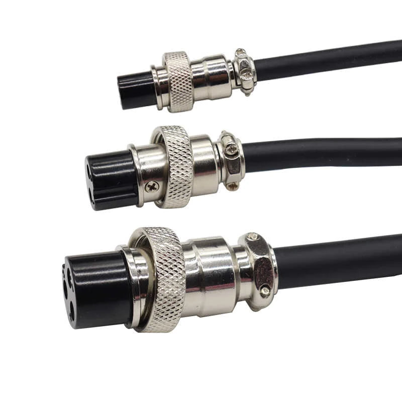 GX12 GX16 GX20 Aviation Plug Socket with 2M Wire 2 3 4 5 6 7 8 9 10 12 14 Pin Female Connector Cable Processing and Welding