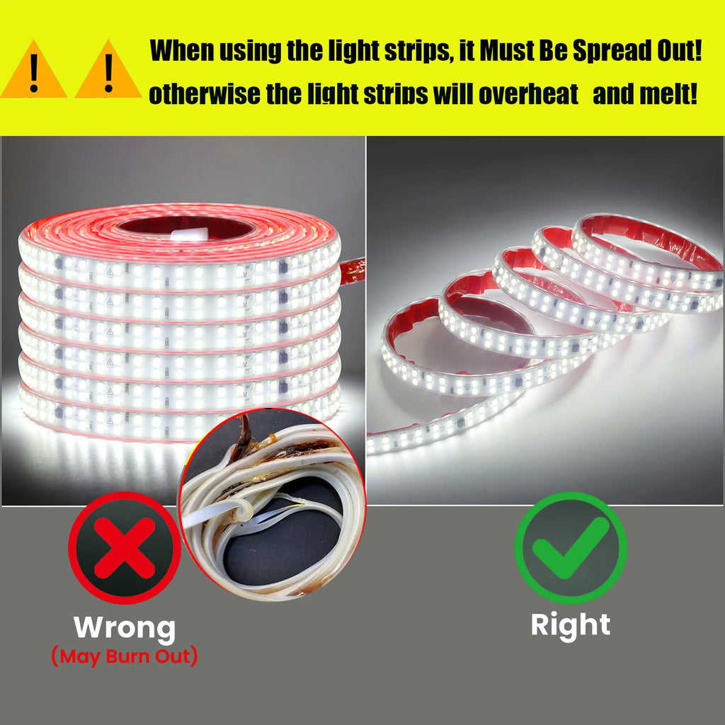 AC 220V LED Strip Waterproof 240Leds/M 3000K 4000K 6000K Home Decor Self Adhesive Tape Chain Light Flexible Ribbon Strip