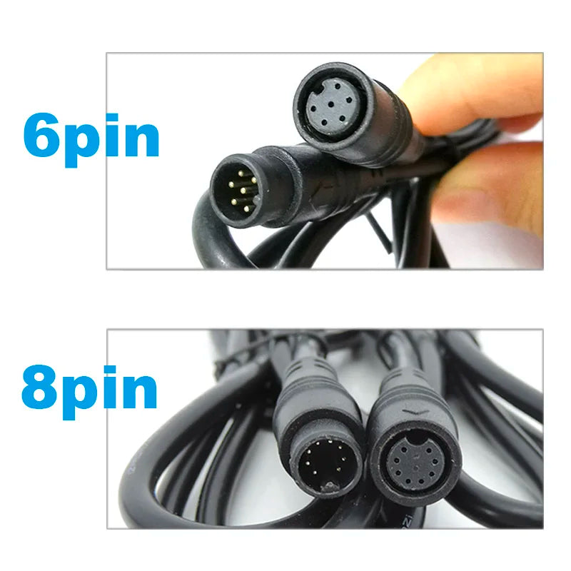 M8 6Pin 8Pin E-bike Line Electric Bicycle Waterproof Connector 1M Speed Sensor Male to Female Extension Cable 28awg 0.7A