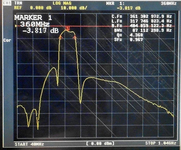 320~400MHz UHF Band Bandpass Filter, SMA Interface
