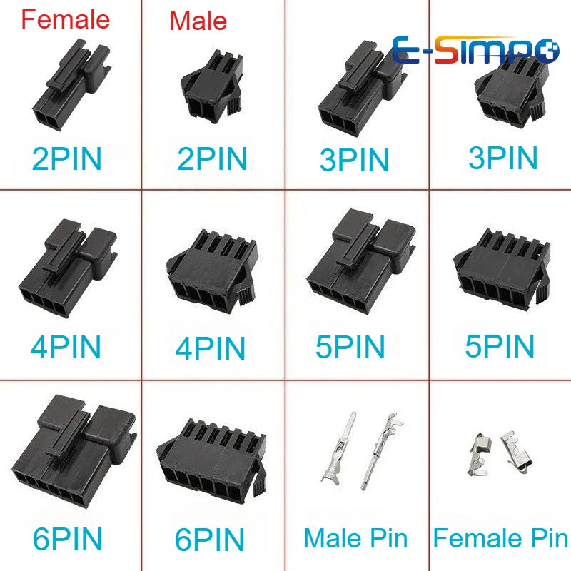 10PCS SM 2.54mm 2-12Pin Male Female Housing 50PC Terminal SM-2P SM-2R Plug Air Docking Plug/Receptacle Housing Bar Connector