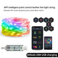 RGB Leather LED Fairy Lights 10M 40M Smart Bluetooth Music Light String IP65 Holiday Garland Decoration