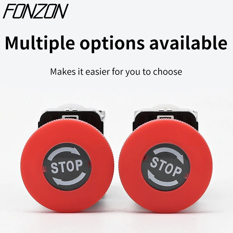 LA38-11ZS Self-Locking 22mm Emergency Power Button Switch Mushroom Head Emergency Stop Button 10A 1NO 1NC