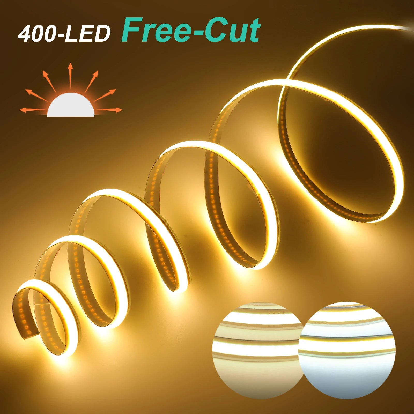COB LED Strip Lights Free Cut 400LEDs/M Flexible LED Tape Light 3000K 4000K 6000K Linear Lighting 1-10M 12V 24V Home Decoration