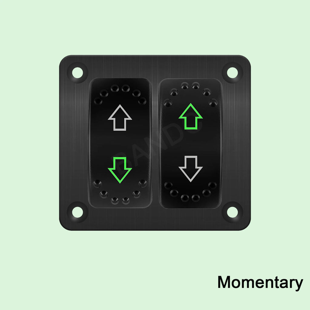 UP DOWN ARROWS Momentary Rocker Switch 7P (ON)-OFF-(ON) DPDT Retractive Switch + Wires for Car Boat Marine Vehicle Yacht Ship
