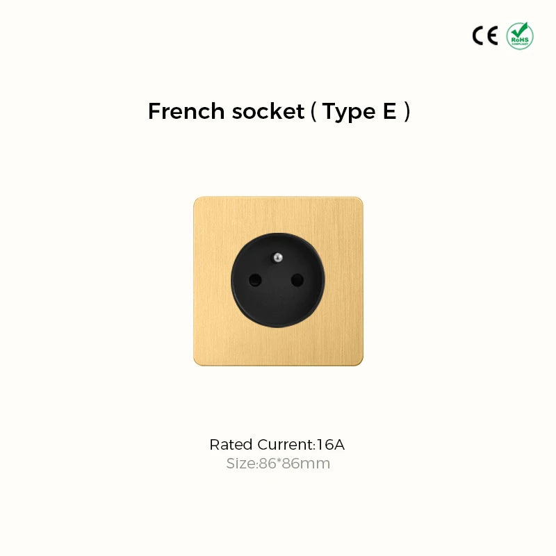 Avoir Gold Rocker Toggle Switch Brass Lever Switch Home Accessories Cat6 Type C EU Sockets And Switches 220V Push Button 86 Type