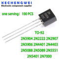 100PCS 2N3904 TO-92 2N2222 2N2907 2N3906 2N4401 2N4403 2N5088 2N5089 2N5551 2N5401 2N7000 NPN Transistor