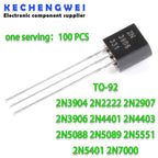 100PCS 2N3904 TO-92 2N2222 2N2907 2N3906 2N4401 2N4403 2N5088 2N5089 2N5551 2N5401 2N7000 NPN Transistor