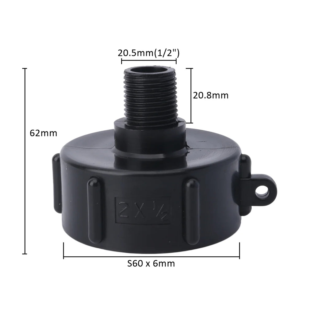 1000 Liter IBC Tank Adapter S60 x 1/2" 3/4' 1" 1.5 2" S100 Thread Connector Ton Barrel Joints IBC Tank Fitting
