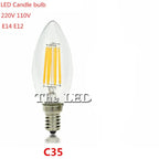 E14 LED Filament C35 Lamp C35L Dimmable Glass Candle Bulb 220V 4W 8W 12W Replace 20W 40W 60W Halogen Light Chandeliers