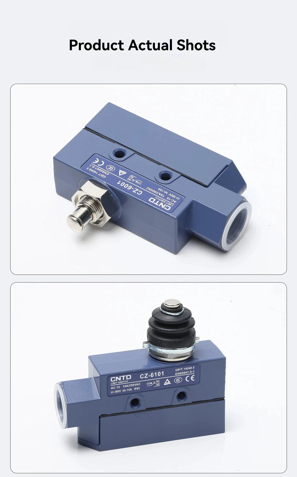 CNTD CZ‑6 Series Limit Switch CZ‑6001 CZ‑6002 CZ‑6003 CZ‑6004 CZ‑6005 Micro Travel Switch IP65 15A CE Certified Waterproof