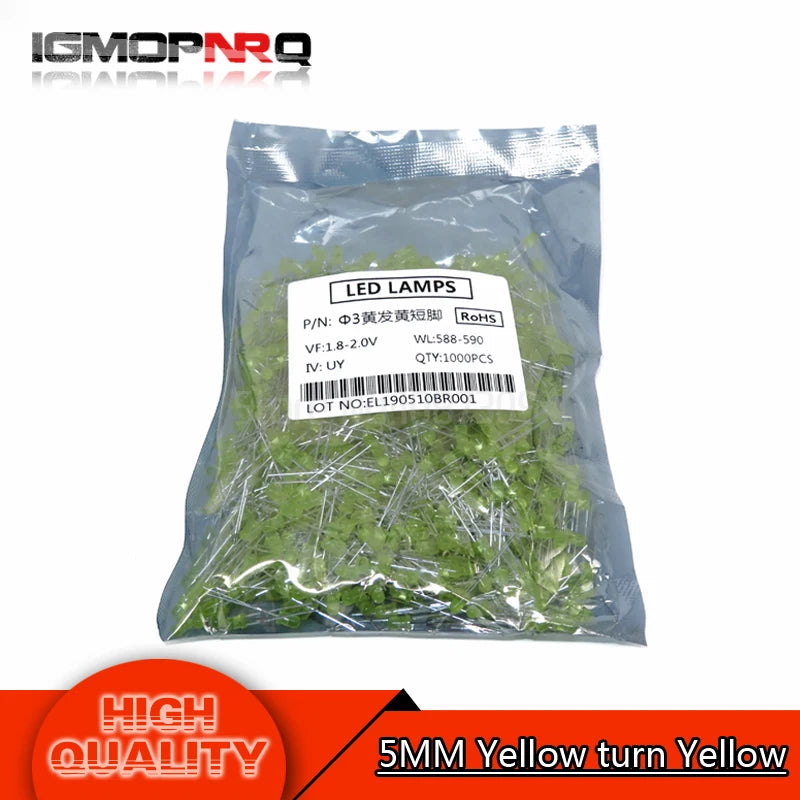 SAMIROB 1000pcs blue green red yellow white 3mm led light-emitting diodes Diffused