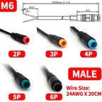 5 Set M6 M8 2 3 4 5 6 Pin Julet Electric Butt Plug Connector Wiring Line Scooter Brake Cable Pluger Signal Sensor 20CM