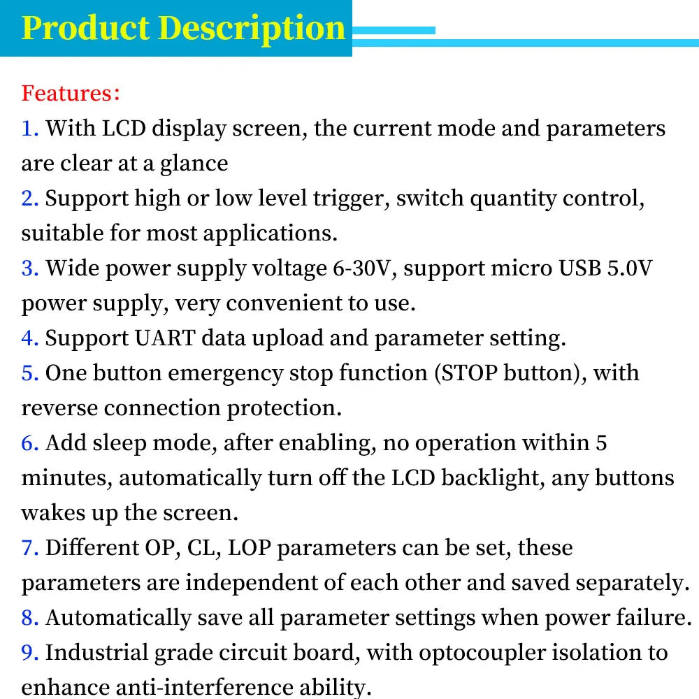 6-30V Micro USB Digital LCD Display Time Delay Relay Module Control Timer Switch Trigger Cycle Module XY-LJ02