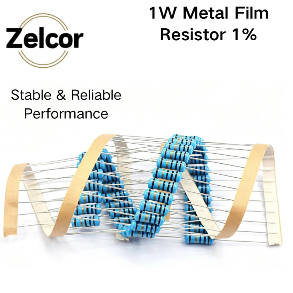 20PCS Metal Film Resistor 1W 2W  Metal Film Resistor Pack 1W 2W  1K 10K 100K Metal Film Resistor Kit 10Ohm~1MOhm
