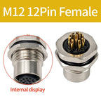M12 PCB Sensor Connector 4/5/8/12 Pin Male Female Waterproof Circular Socket Front Mount Threaded Nut Flange for Electronics