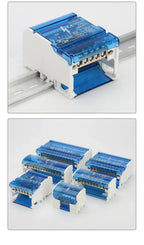 Din Rail Terminal Block NHC01 Series Power Distribution Box Junction Box 207/211/215/407/415 Modular Zero Line Neutral Copper