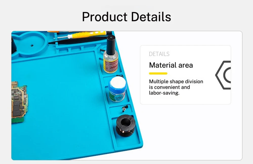 Soldering Mat ESD Antistatic 500 ° Heat Resistant Insulation Work Mat Multifunctional Silicone Repair Pad Maintenance Platform