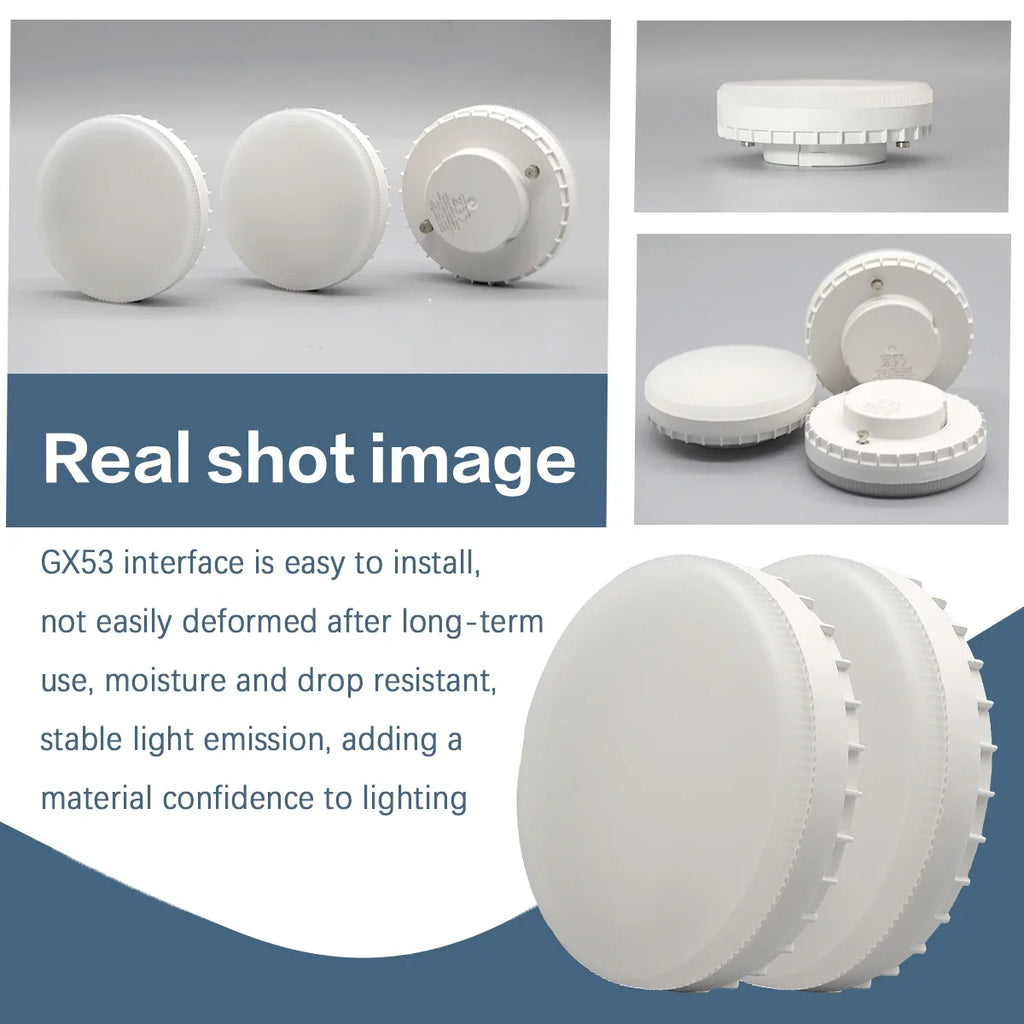 1-10pcs Hight Lumen GX53 LED Bulb 5W-15W 220V Disc Frosted Puck Warm Light 3000K,Reflector, 60W Equivalent,  Retrofit The GX53