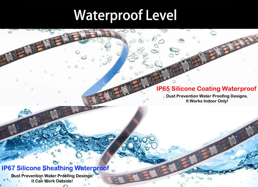 DC5V WS2812B WS2812 Led Strip 30/60/74/96/144leds/m Black White PCB RGB Individually Addressable Pixel Led Light IP30 IP65 IP67