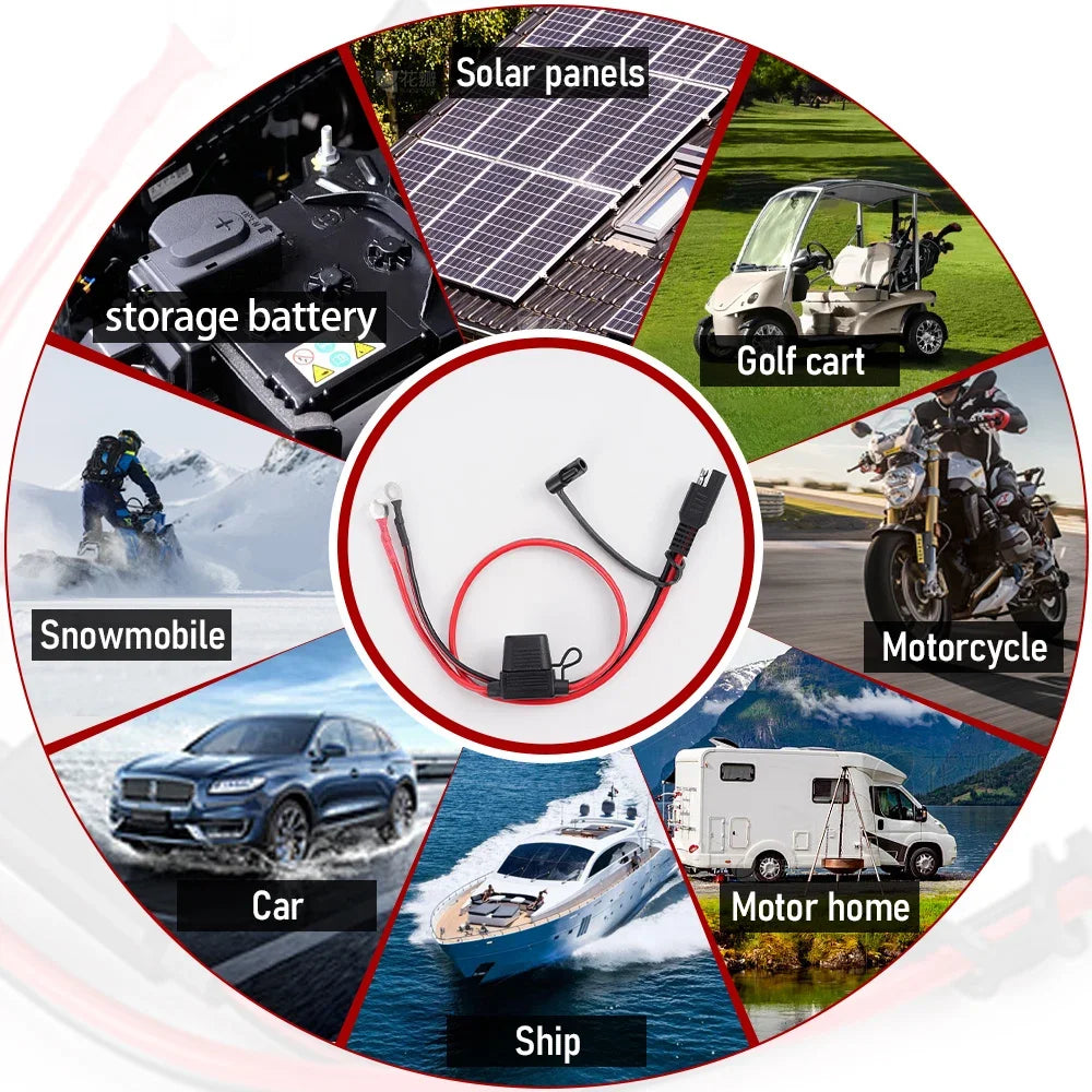 Double SAE Quick Release Cable Adapter Extension Solar Cable SAE to O-ring Connector Extension Cable for Battery Charger Maintai