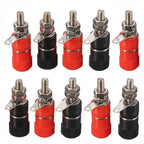 10pcs 4mm Red&Black Banana Socket Professional Binding Post Nut Banana Plug Jack Connector Nickel Plated For 4mm Banana Plug