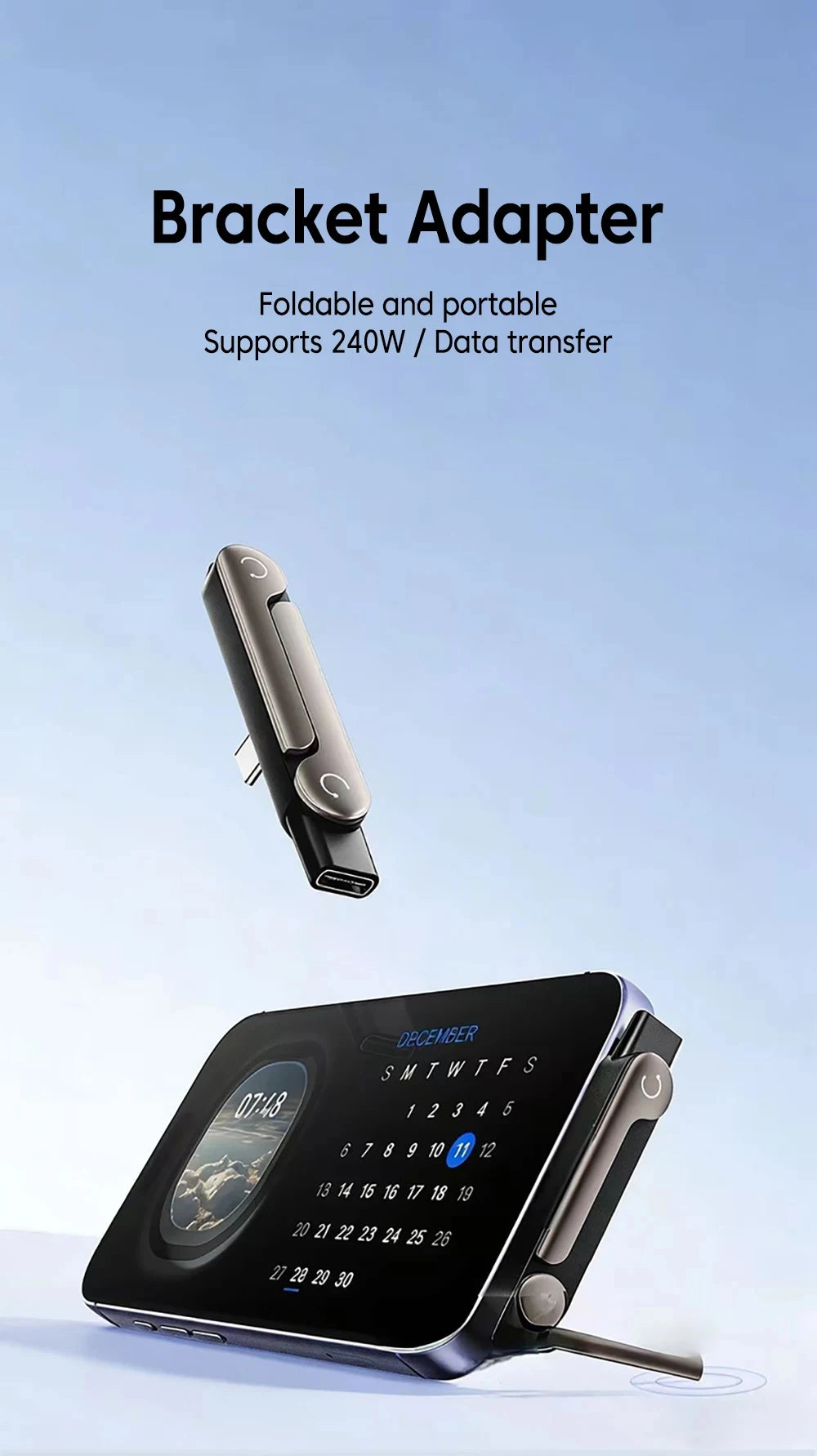2 in 1 Type C Phone Charging Bracket Adapter 240W Fast Charge OTG Type-C Male to USB-C Female Converter For IPhone17 16 Samsung