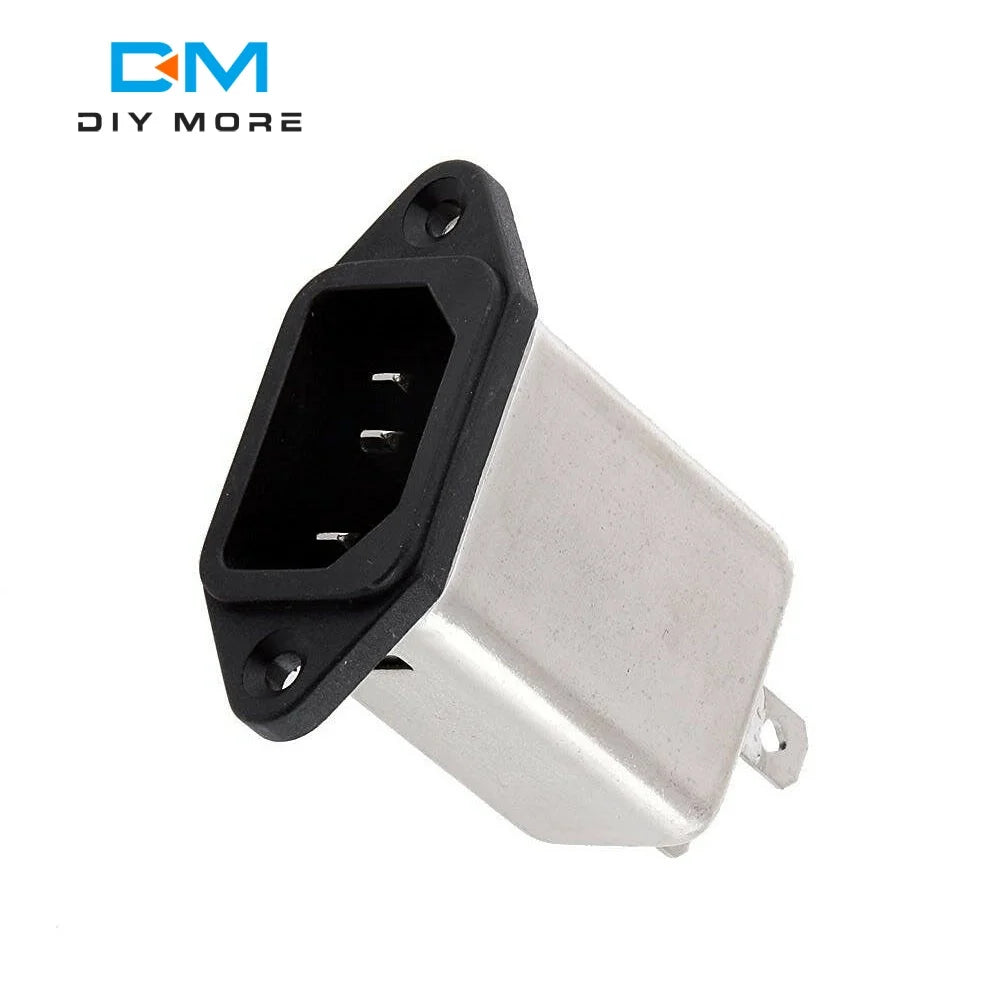 AC 250V 10A IEC 320 C14 Male Plug 3 Pins Black PCB Panel Power Socket Connector EMI Filter for Fitness Equipment