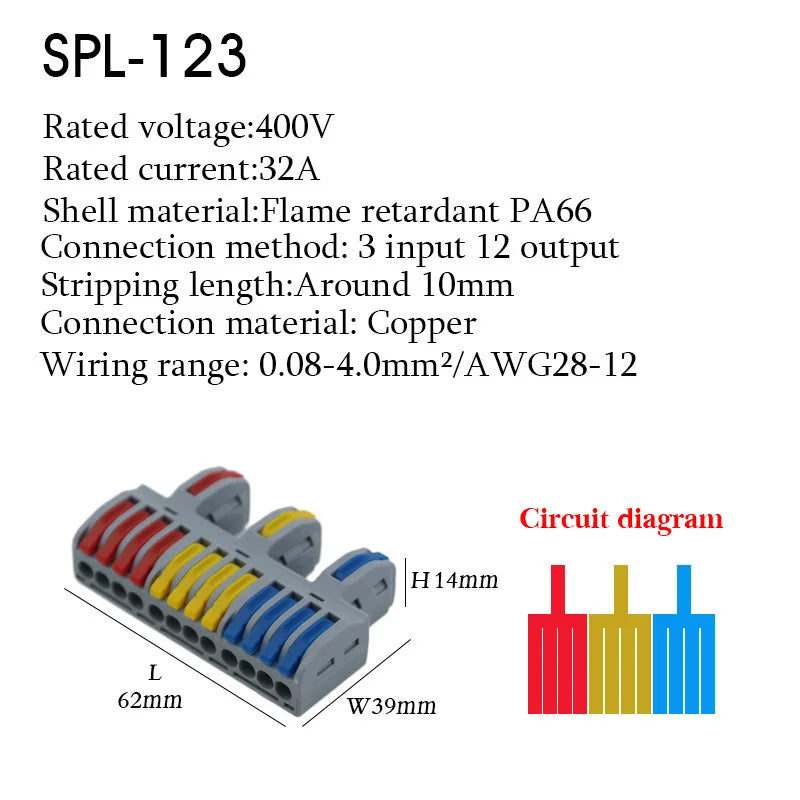 25PCS Electrical Cable Connectors Push-in Quick Terminal Blocks LED Cable Wiring Tool Wire Connectors Rail Installation Model