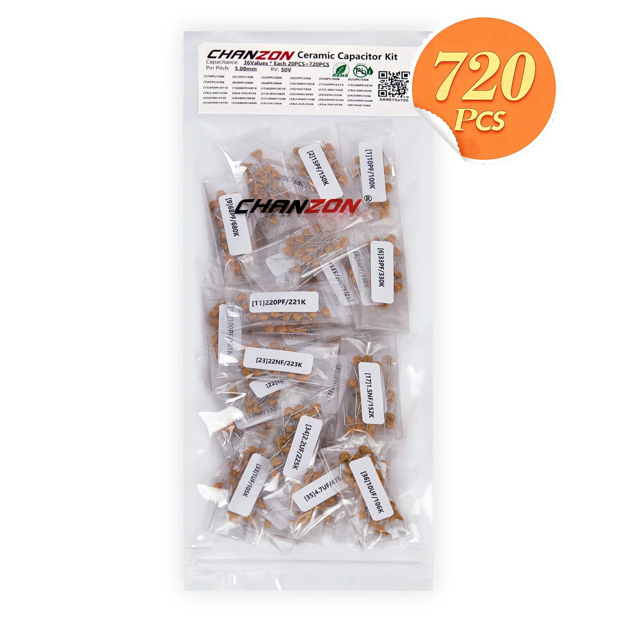 New Ceramic Capacitors Monolithic Chip Capacitor 10PF 22PF 100PF to 1UF 10UF Electronic Components Circuit Pack 2026