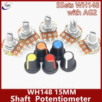 5Sets WH148 1K 10K 20K 50K 100K 500K Ohm 15mm 3 Pin Linear Taper Rotary Potentiometer Resistor for Arduino with AG2 White Cap