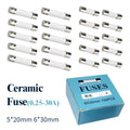 0.25A -30A Fast Blow Ceramic Fuse 250V Slow Break The Fuse Tube 5X20MM 6X30MM