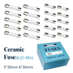 0.25A -30A Fast Blow Ceramic Fuse 250V Slow Break The Fuse Tube 5X20MM 6X30MM