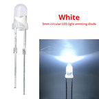 100-1000X 3mm Ball Bulb Led White Green Yellow Blue White Red Ultra Bright Light Emitting Diode Round Head with Edge Short Feet
