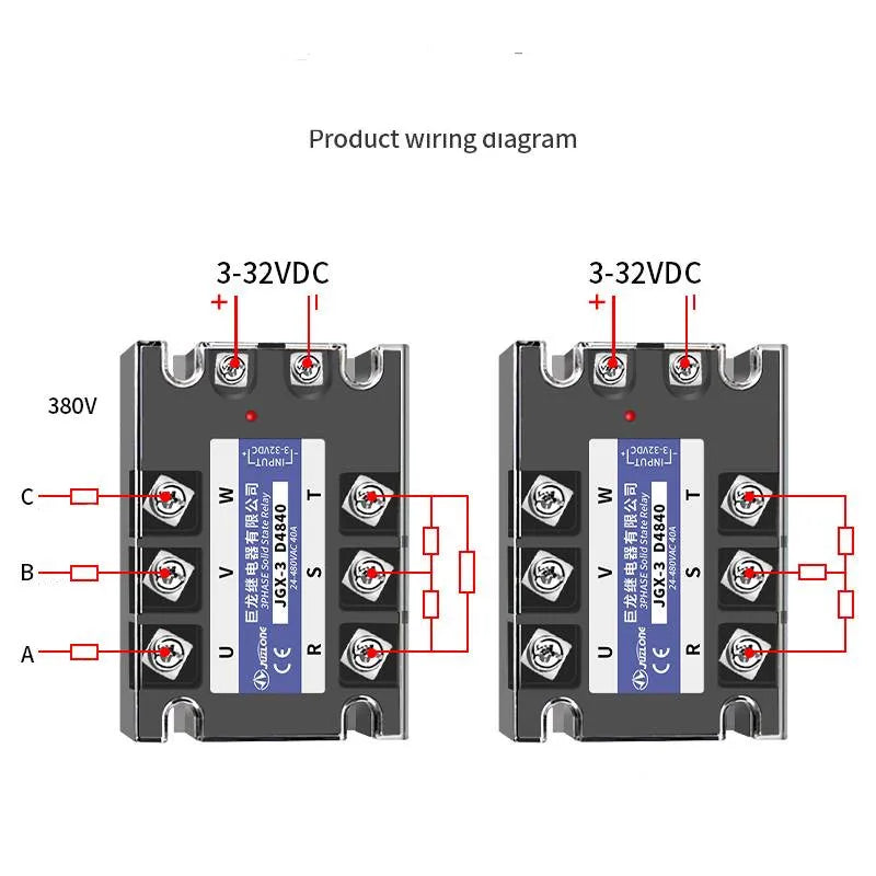 Three-phase Solid-state Relay JGX-3 D4840 DC Controlled AC 380V 10A 40A 100A 120A 200AContactless Contactor