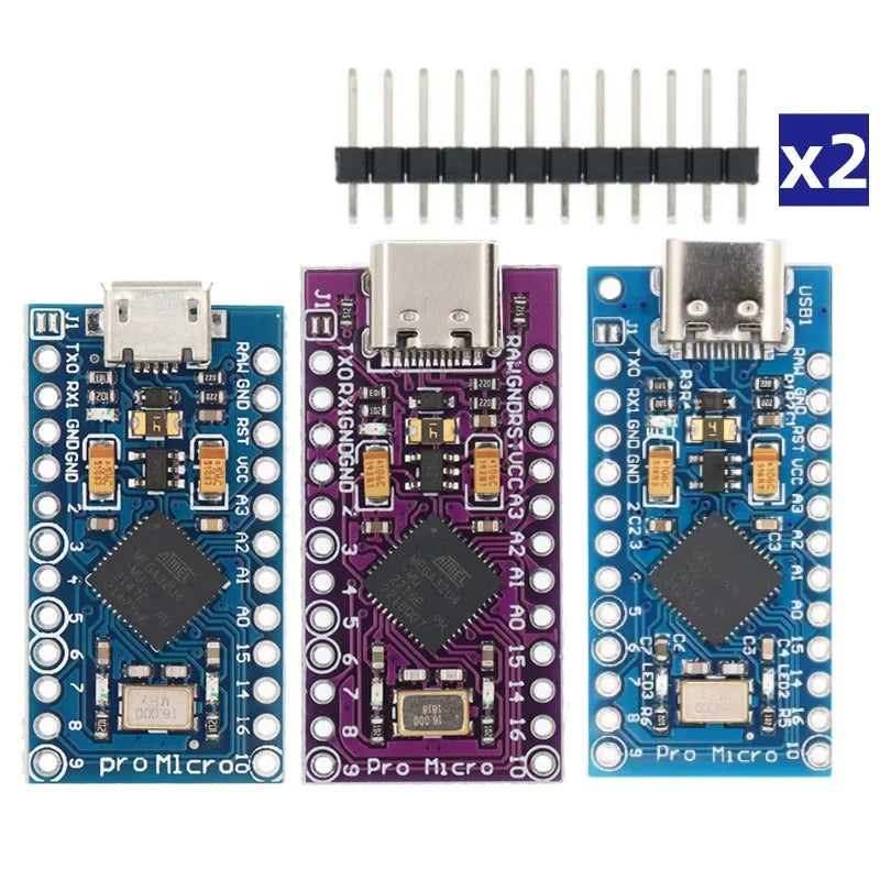 SAMIROB Pro Micro ATmega32U4 5V 16MHz Original Chip Replace ATmega328 For Arduino Pro Mini With 2 Row Pin Header