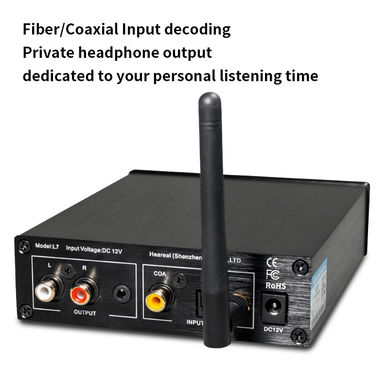 HiFi Bluetooth 5.3 Audio Receiver DAC Preamp with ESS9018K2M, 32bit/192kHz, Optical Coaxial Input, RCA/3.5mm Output
