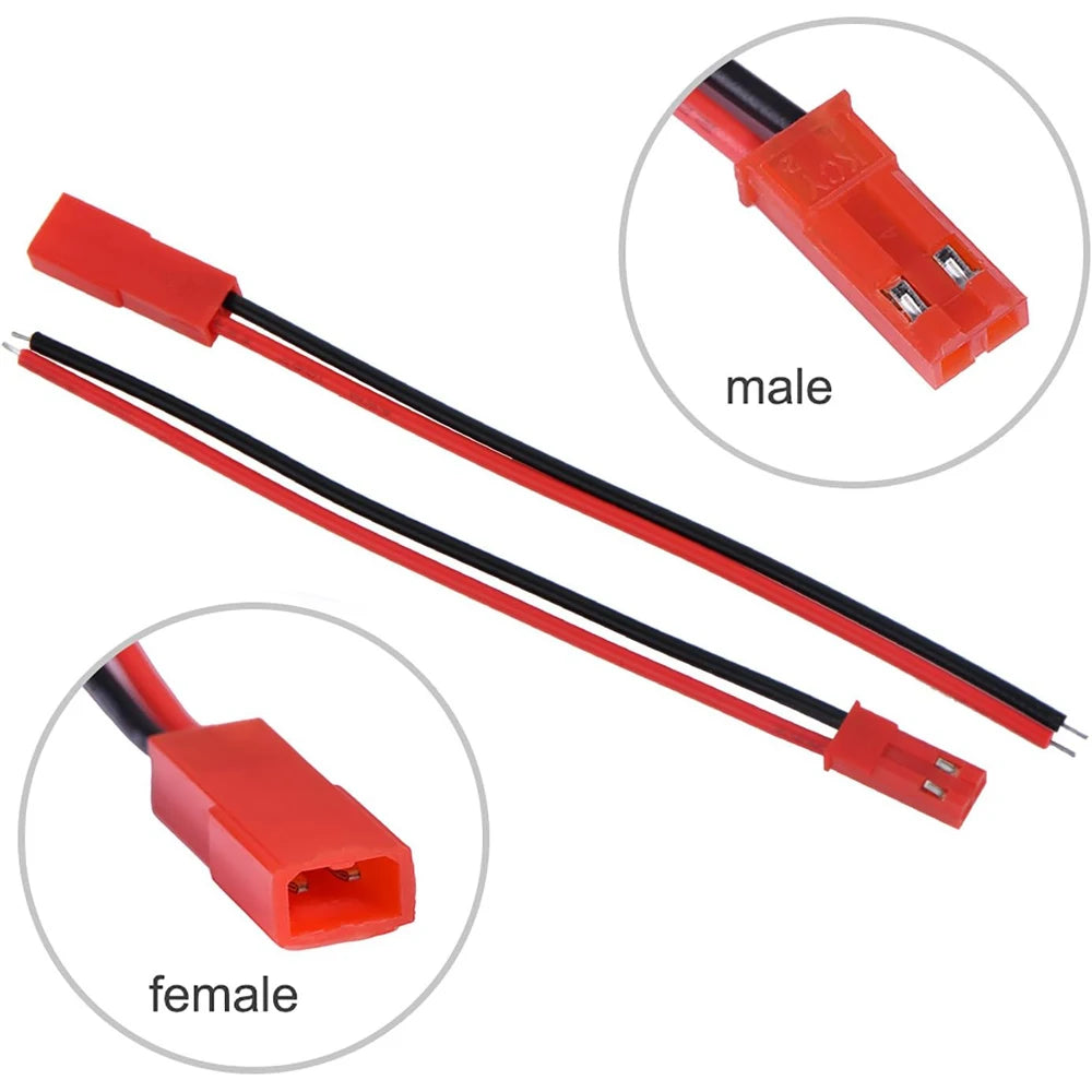 10 Pairs 22 AWG JST Plug Connector 2 Pin Male Female Plug Connector Cable Wire for LED Lamp Strip RC Toys Battery Adapter 10cm
