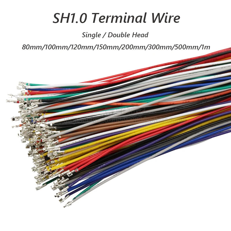 100pcs SH1.0 1.0MM Terminal Electronic Wire Crimping Terminal Cable Without Shell 28AWG Single/Double Head 100/200/300/500MM