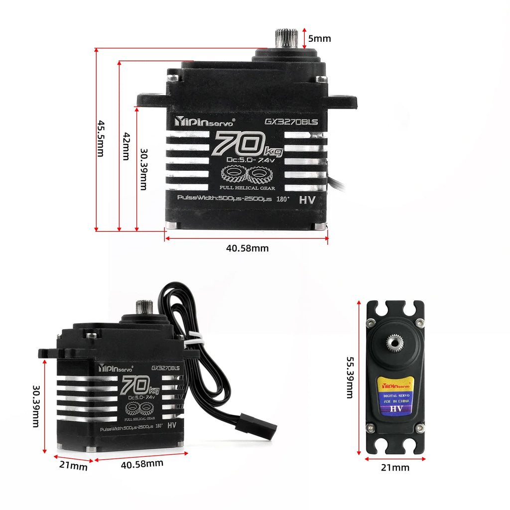70kg Digital Servos Large Torque Magnetic Induct 8.4v Brushless Motor IP68 Steel Helical Gear For 1/8 1/10 Remote RC Car Robot