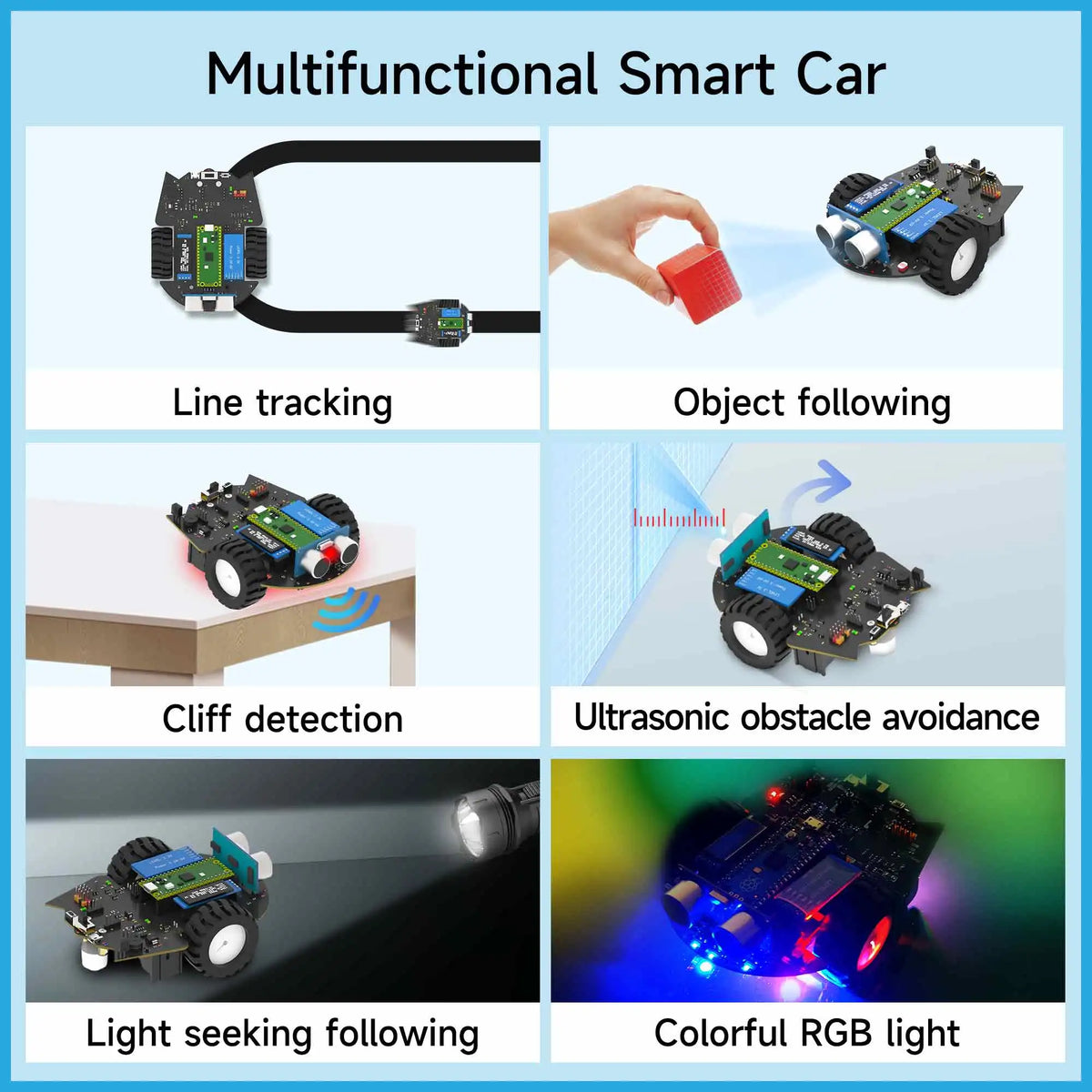 Raspberry Pi Pico2 Robot Car DIY Robotic Electronic Kit Education MicroPython Programming for Teens Include Battery APP Control