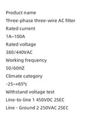 EMI filter power purifier CW7N-20/30/40/50/60/70/75A-R 380VAC 3-phase AC power supply filter Anti-interference