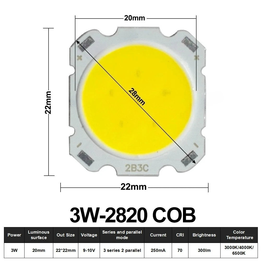 10pcs COB LED 3W 5W 7W 10W 12W 15W 18W 30W 36W Neutral Cold Warm White 13mm 20mm 28mm 1919 Chips Lamp SpotLight Downlight DIY