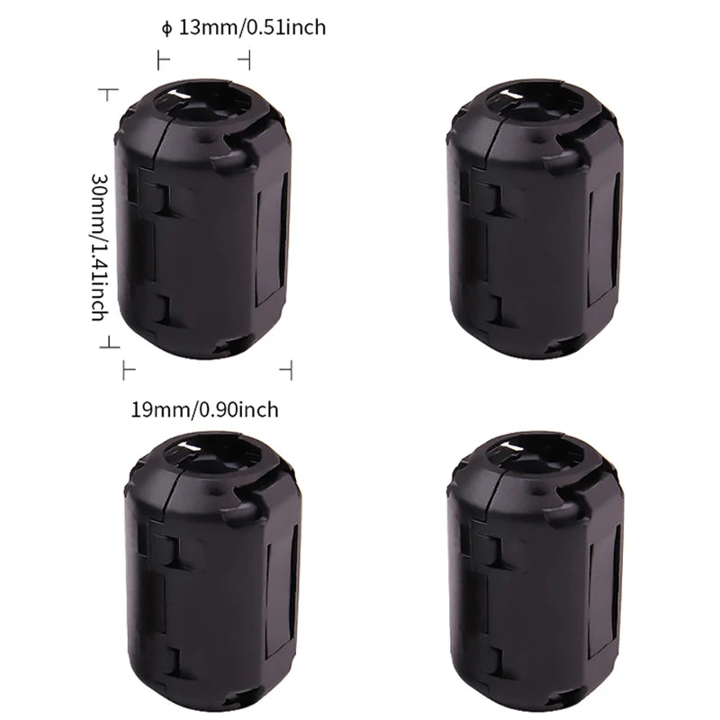 1Pcs/4Pcs Ring Core Ferrite Bead Clamp Choke Coil EMI RFI Noise Filter Clip Snap for 7/9/13mm  Cable Connector Filters Holder